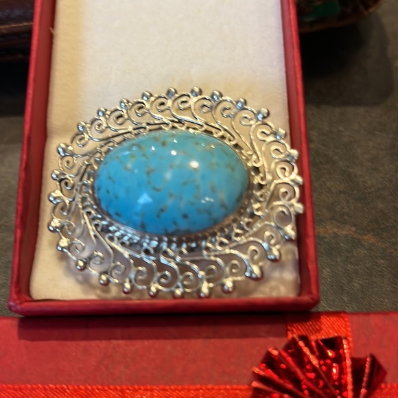 Turquoise and Sterling Silver Pendant / brooch. - Picture 5 of 5